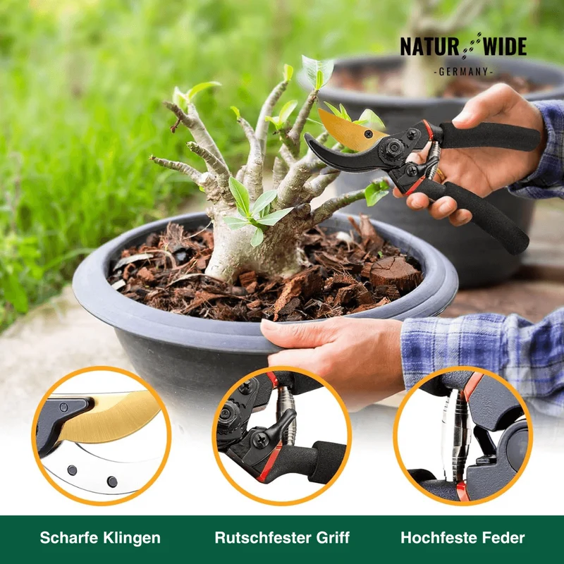 Profi Bypass-Gartenschere 21,5 cm – Scharfe Klinge & Ergonomisch