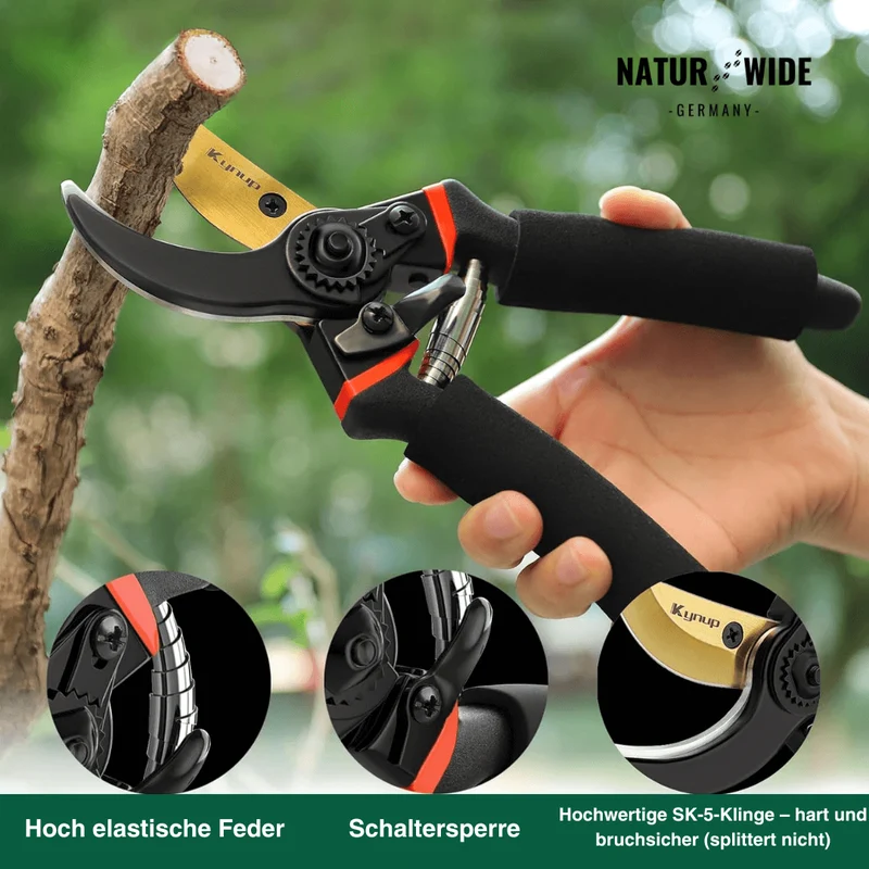 Profi Bypass-Gartenschere 21,5 cm – Scharfe Klinge & Ergonomisch