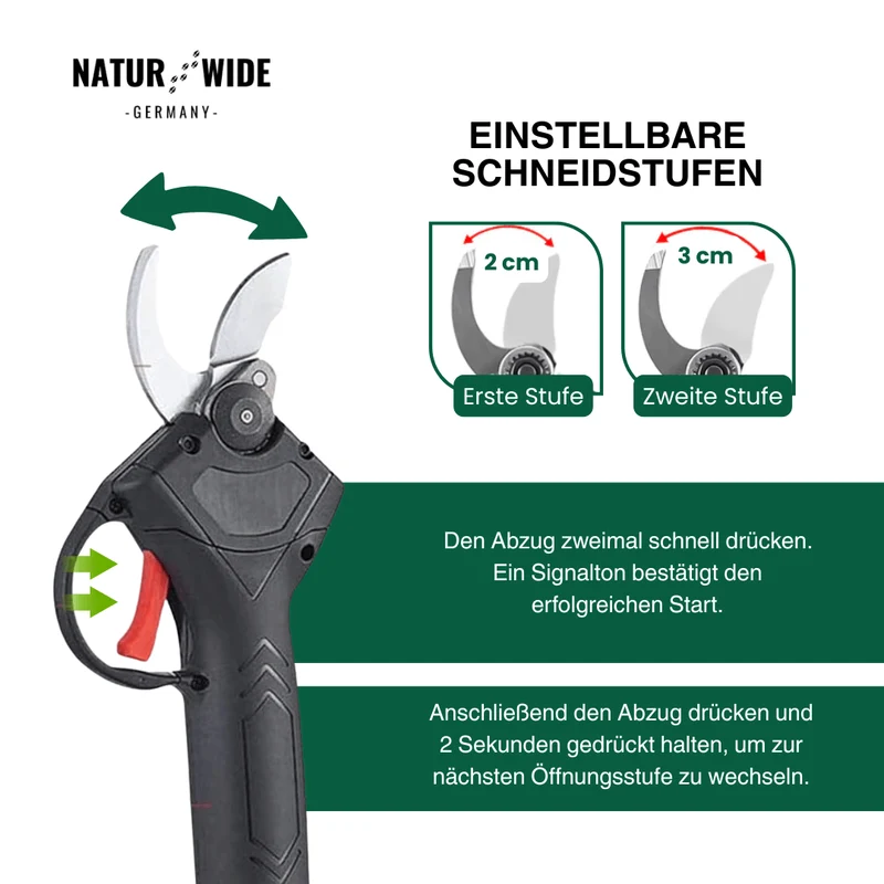 Elektrische Akku-Astschere – 30mm Schnittstärke (2 Akkus)