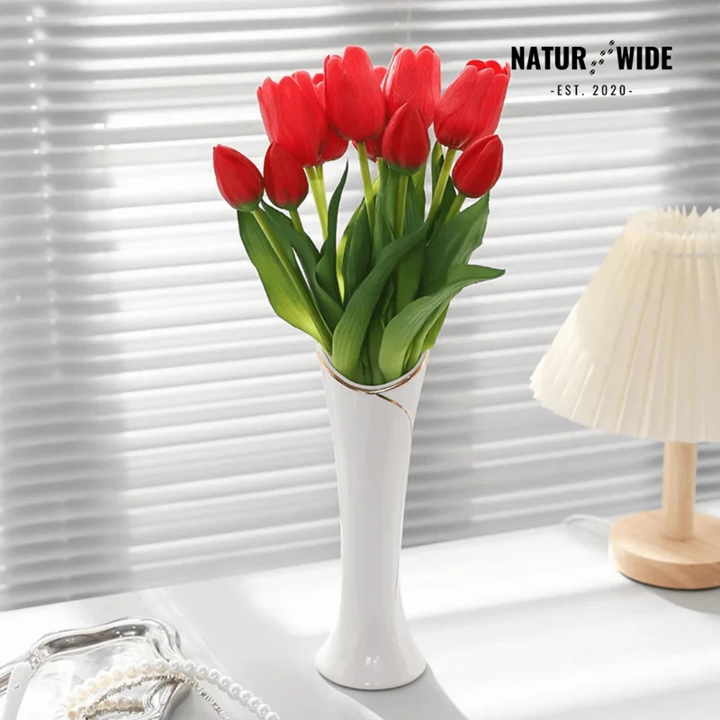 5-Piece Bundle Artificial Tulips – Realistic Faux Flowers