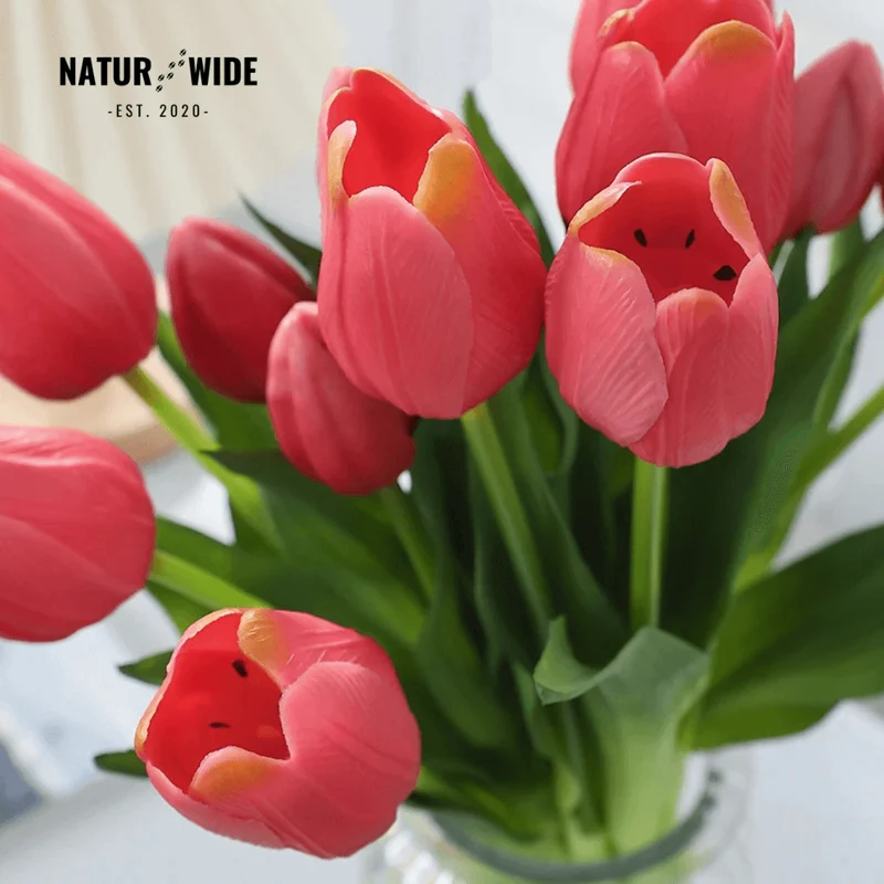 5-Piece Bundle Artificial Tulips – Realistic Faux Flowers