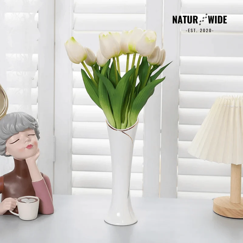 5-Piece Bundle Artificial Tulips – Realistic Faux Flowers
