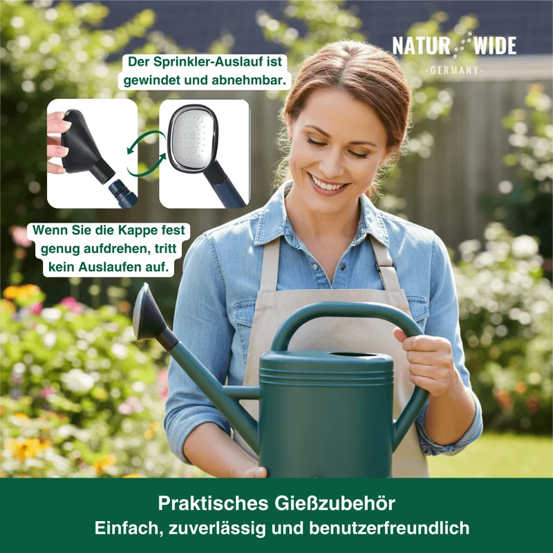 Garten-Gießkanne 5L mit Brausekopf & langem Ausguss
