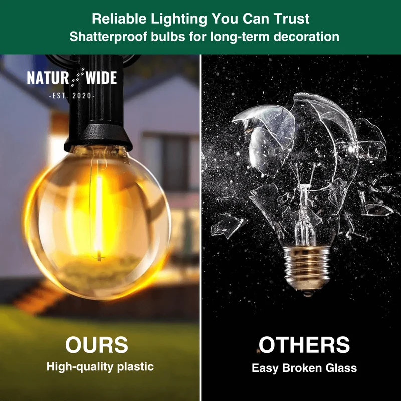 LED Outdoor String Lights – Shatterproof & Weatherproof (Plugin)