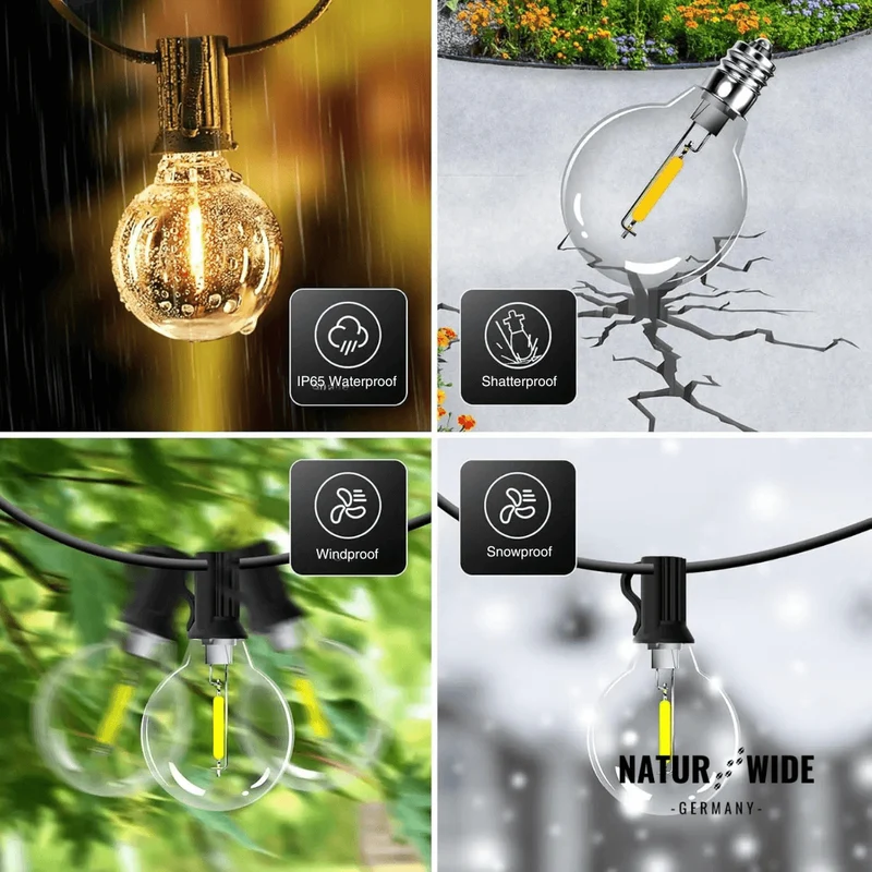 G40 LED Lichterkette Außen – Wetterfest & Bruchfest (Strom)