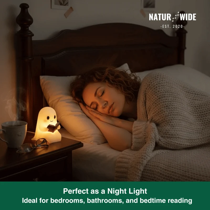 Cute Ghost Reading Lamp – 3D LED Night Light & Decor