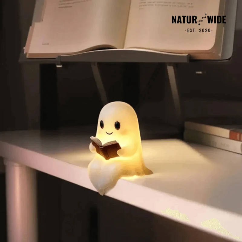 Cute Ghost Reading Lamp – 3D LED Night Light & Decor