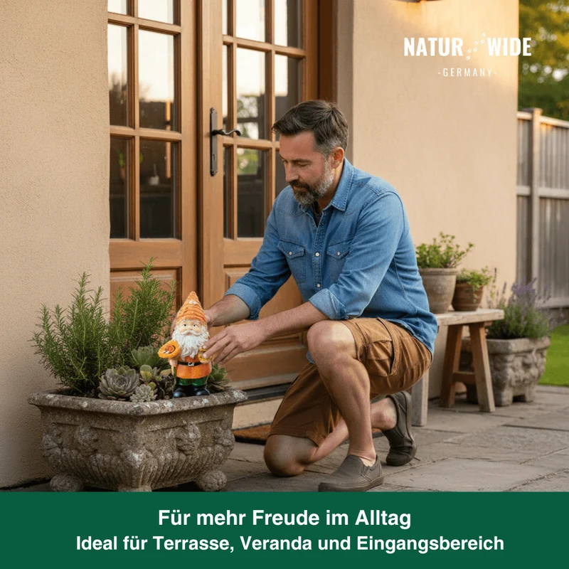 Lustiger Imker-Gartenzwerg mit Sonnenblume – Deko Figur
