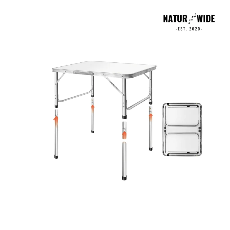 Adjustable Height Folding Camping Table – Portable Aluminum Picnic Desk