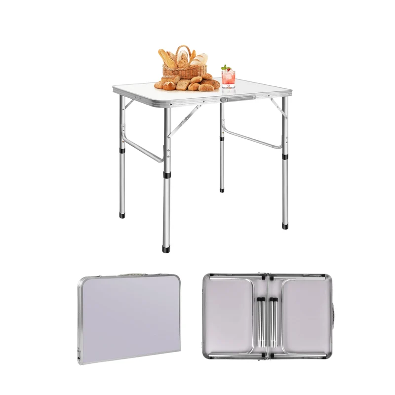 Adjustable Height Folding Camping Table – Portable Aluminum Picnic Desk