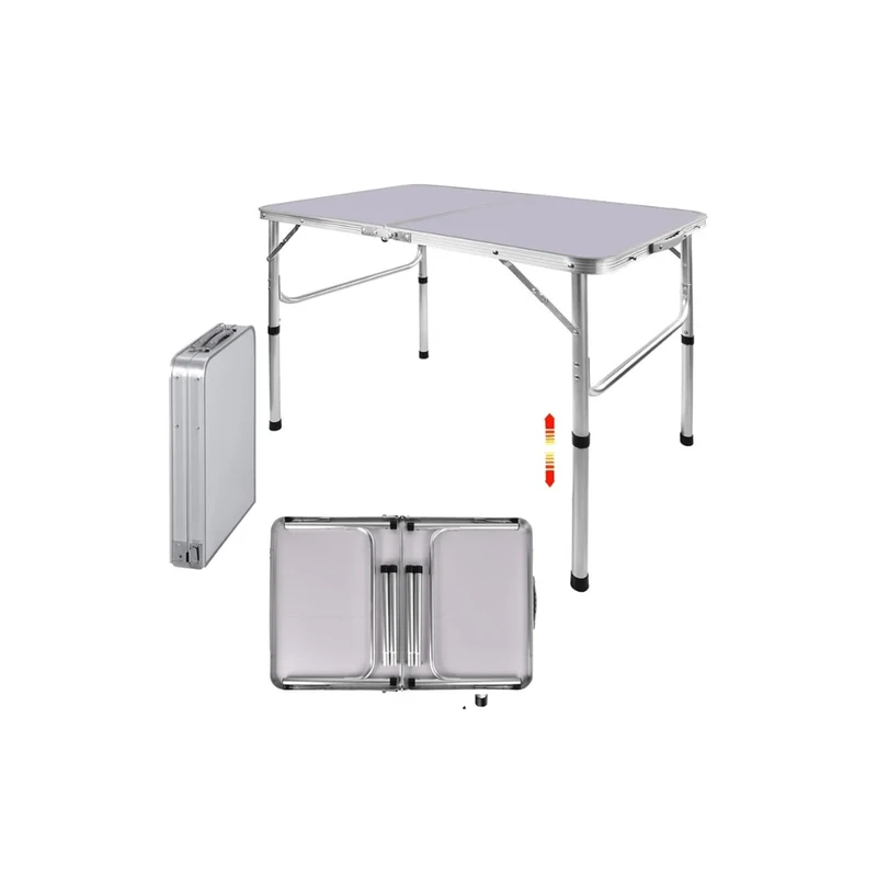 Adjustable Height Folding Camping Table – Portable Aluminum Picnic Desk