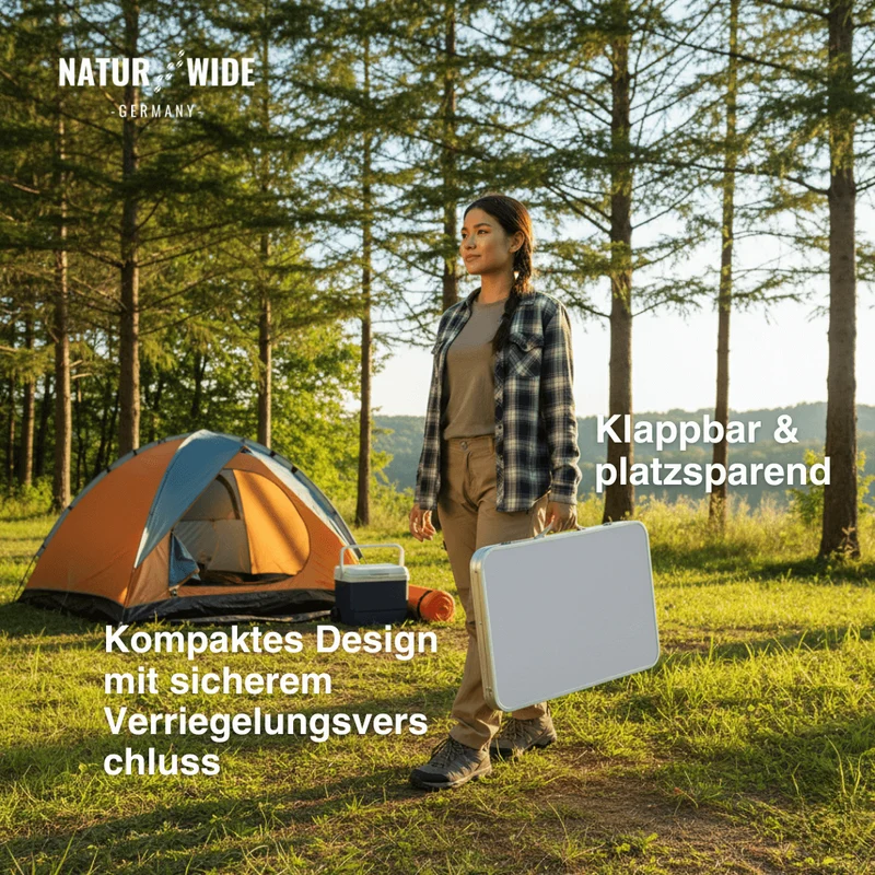 Klappbarer Campingtisch Höhenverstellbar – Alu Koffertisch
