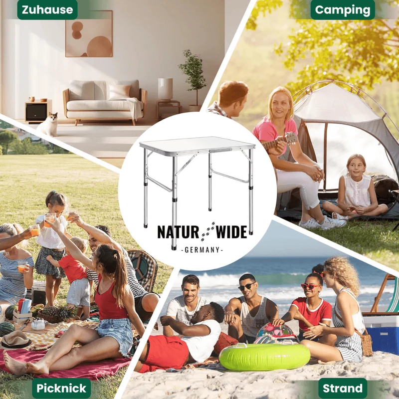 Klappbarer Campingtisch Höhenverstellbar – Alu Koffertisch