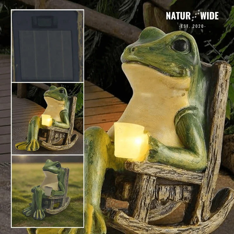 Solar Mini Frog Garden Statue – Glowing Outdoor Decor