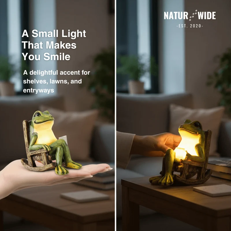 Solar Mini Frog Garden Statue – Glowing Outdoor Decor