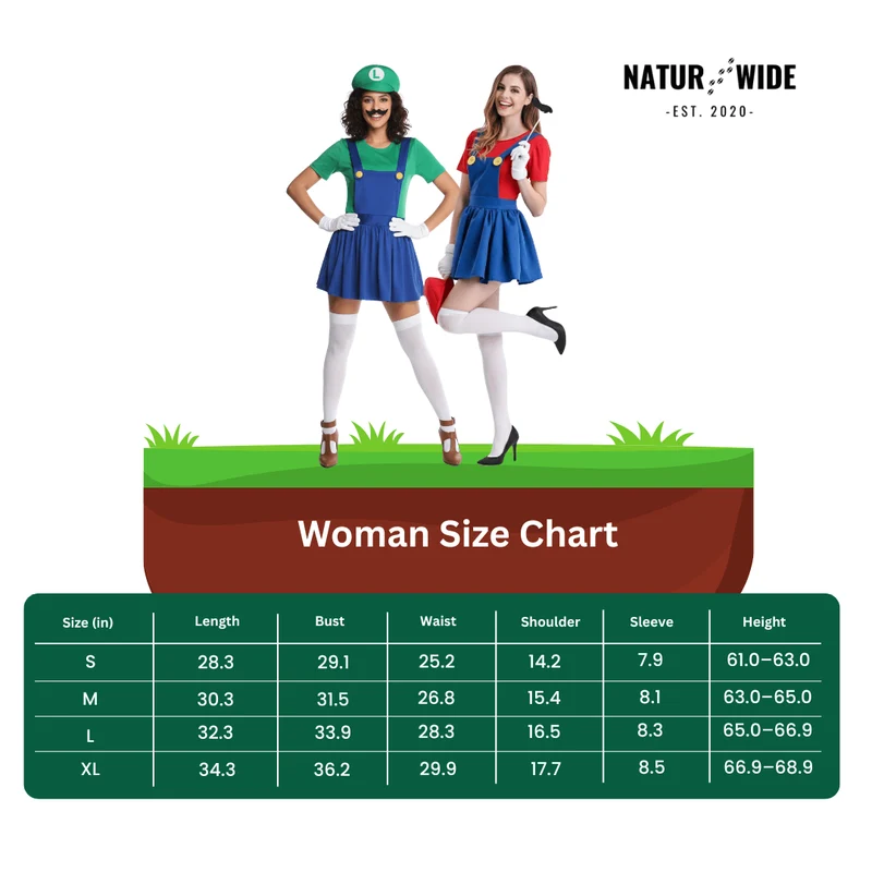 Mario & Luigi Cosplay Costume – Jumpsuit & Dress Set (Unisex)