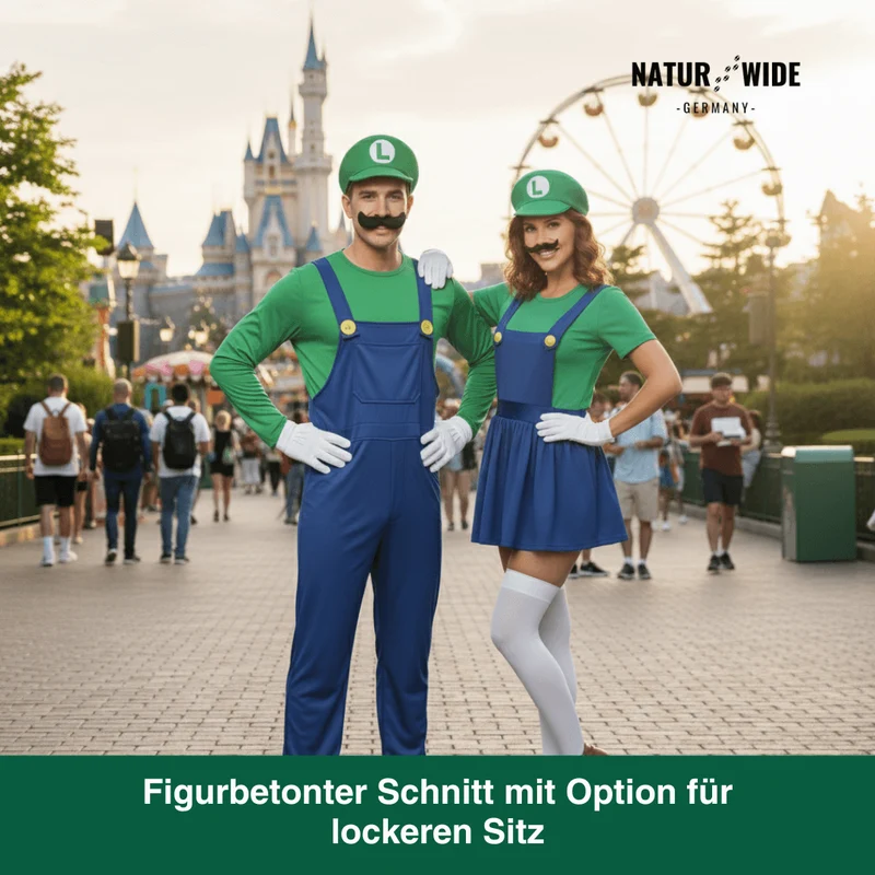 Mario & Luigi Cosplay Kostüm – Jumpsuit & Kleid Set (Unisex)