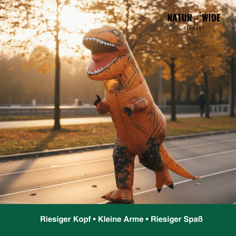 Aufblasbares T-Rex Kostüm – Dinosaurier Anzug (Erw. & Kinder)