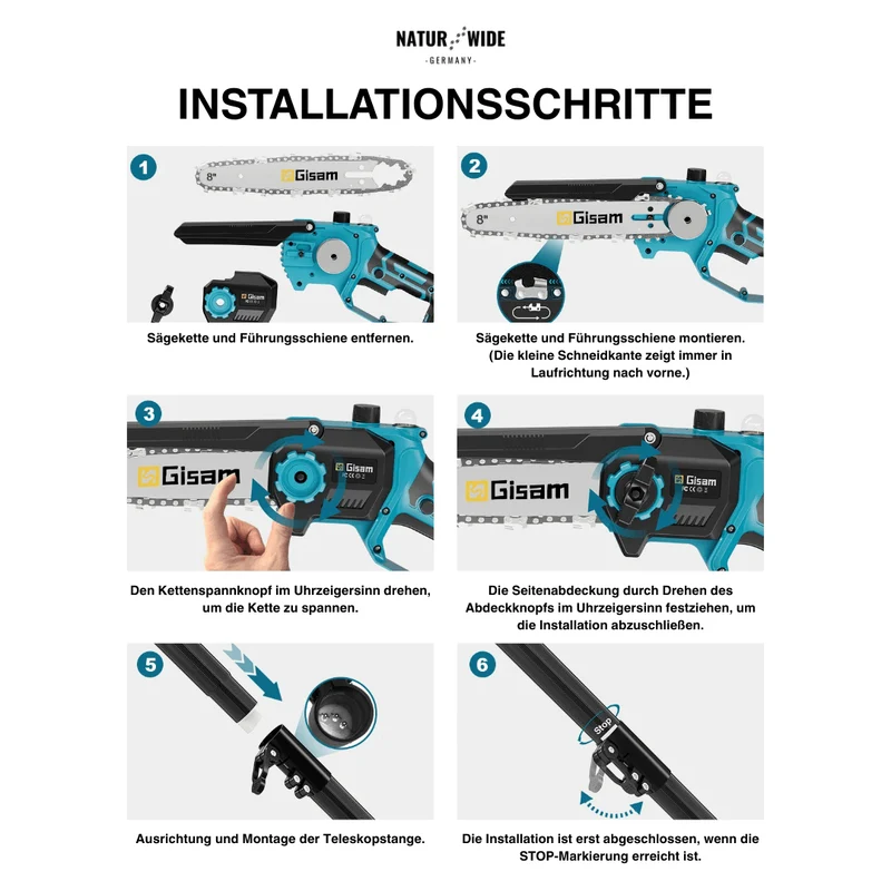4-in-1 Akku-Teleskopsäge & Astschere – Bürstenlos (18V Kompatibel)