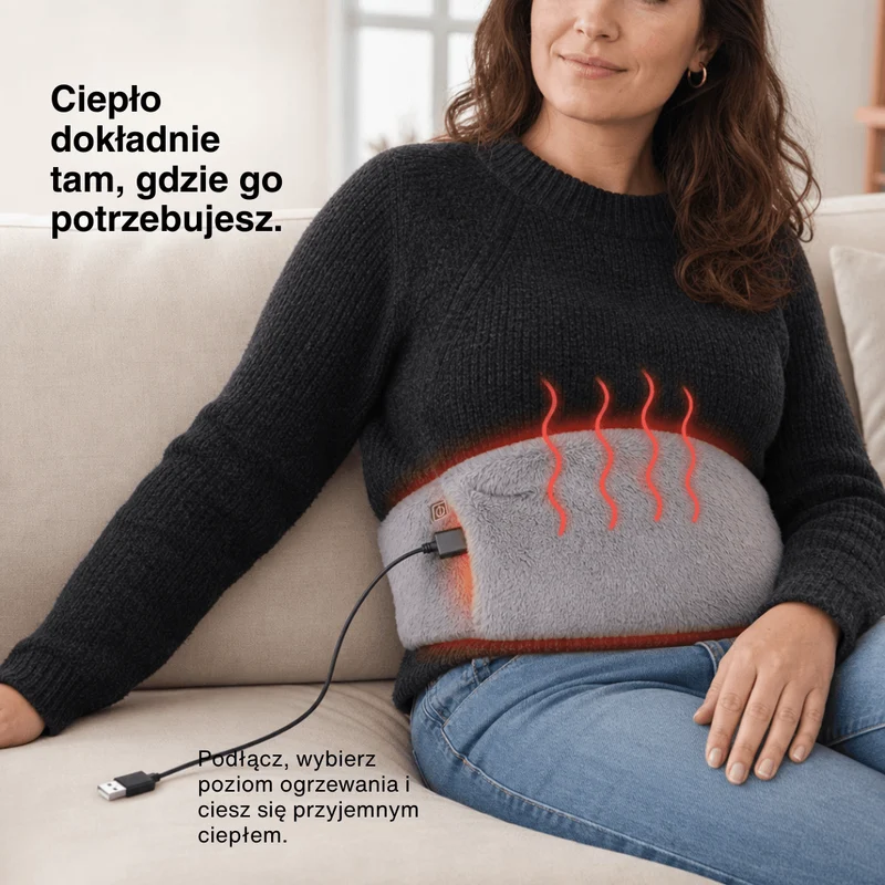 3-Poziomowa Elektryczna Poduszka Grzewcza – Rozgrzewacz na Brzuch i Przenośny Pas Grzewczy