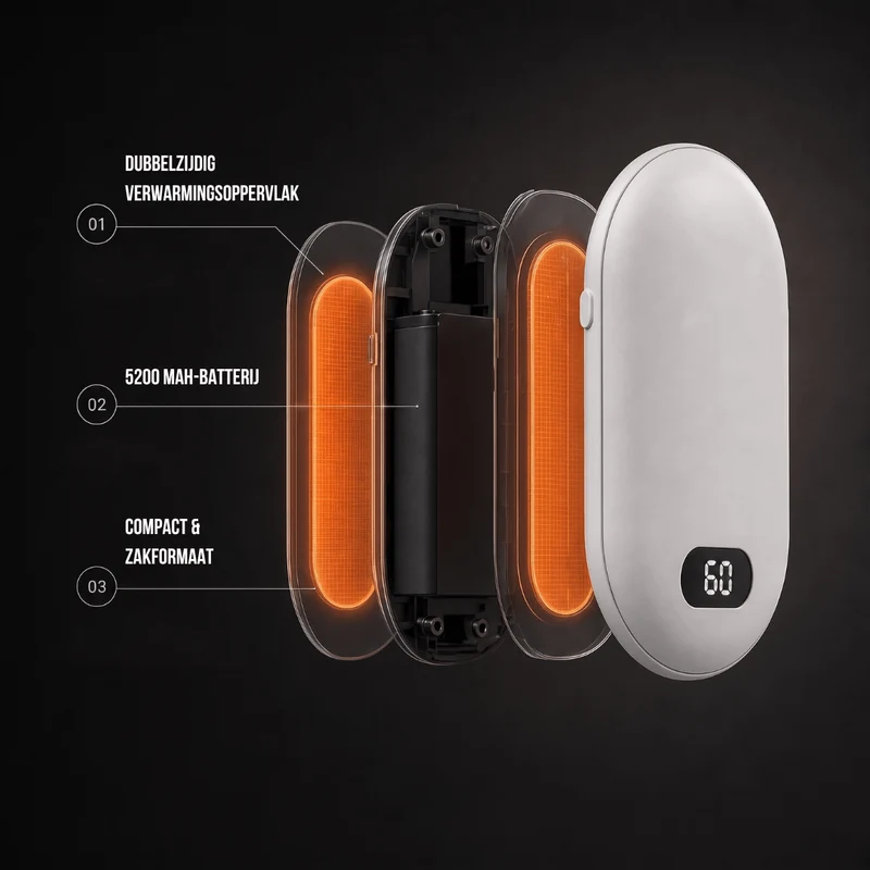 Dubbele Verwarmde Handwarmer – Oplaadbare Zakwarmer