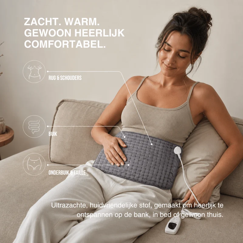 Elektrische Verwarmingsdeken – Warmtekussen voor Rug, Buik & Benen met 6 Temperatuurstanden