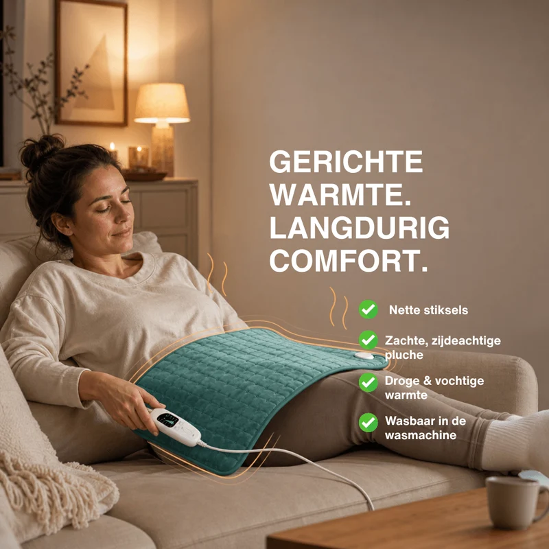 Elektrische Verwarmingsdeken – Warmtekussen voor Rug, Buik & Benen met 6 Temperatuurstanden