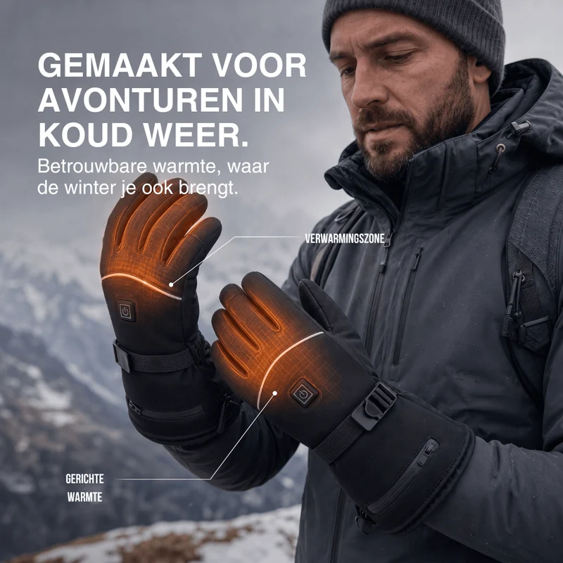 Beheizde Handschoenen – 3 Verwarmingsstanden, waterdicht & winddicht