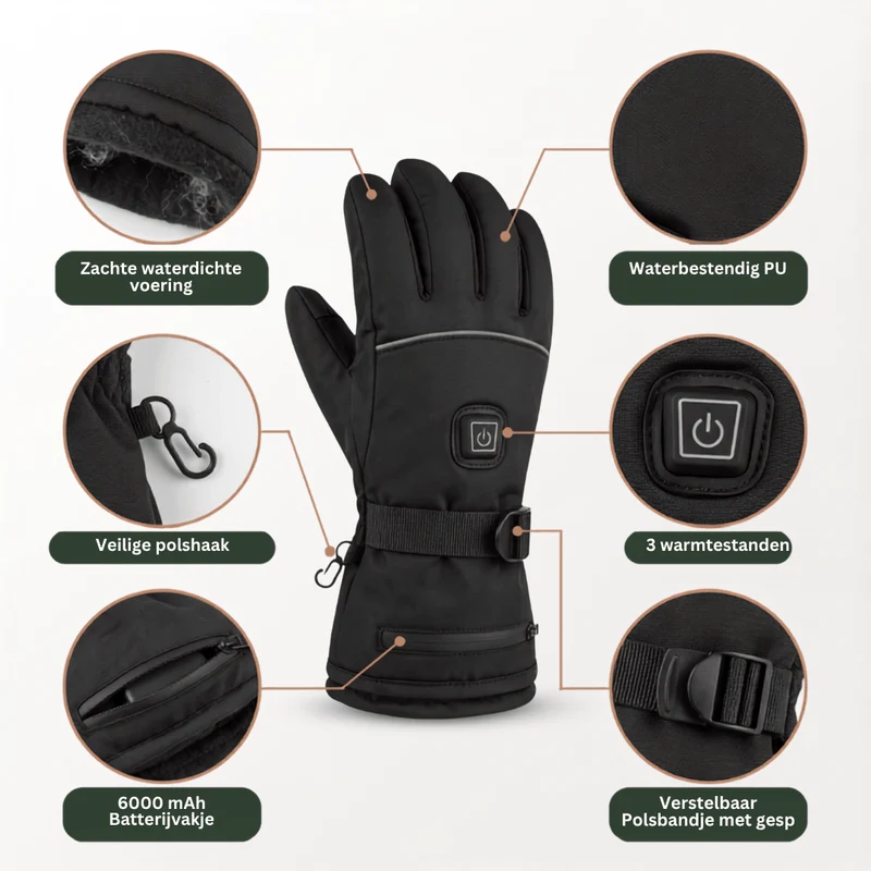 Beheizde Handschoenen – 3 Verwarmingsstanden, waterdicht & winddicht