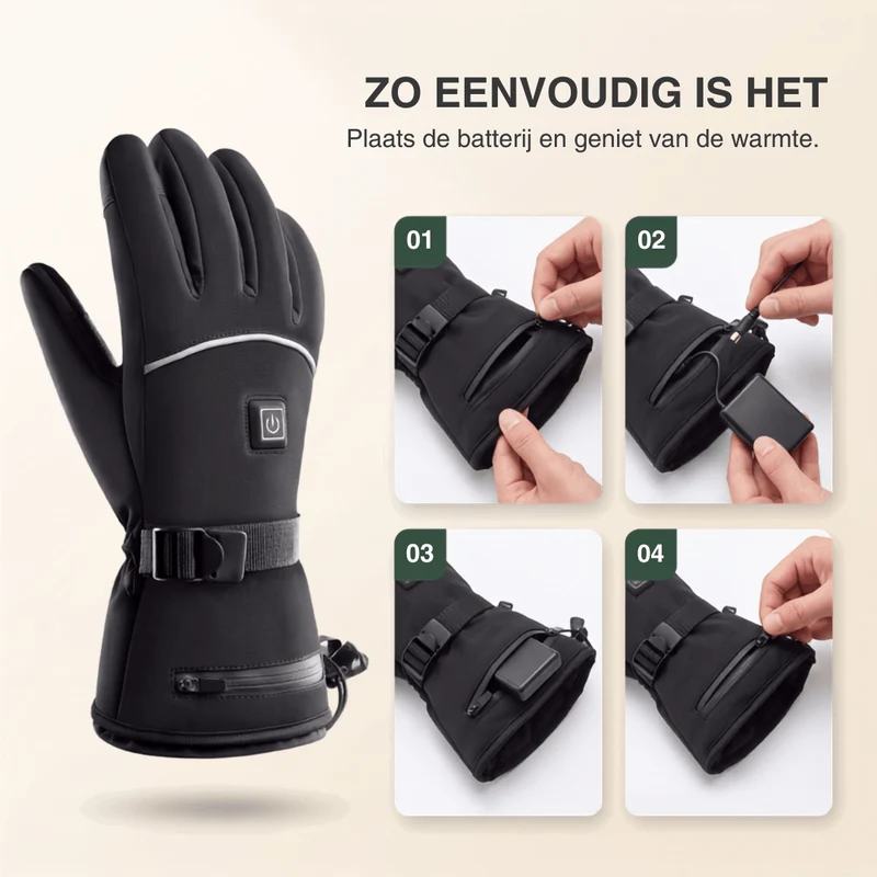 Beheizde Handschoenen – 3 Verwarmingsstanden, waterdicht & winddicht