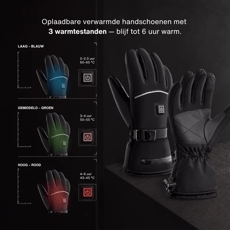 Beheizde Handschoenen – 3 Verwarmingsstanden, waterdicht & winddicht