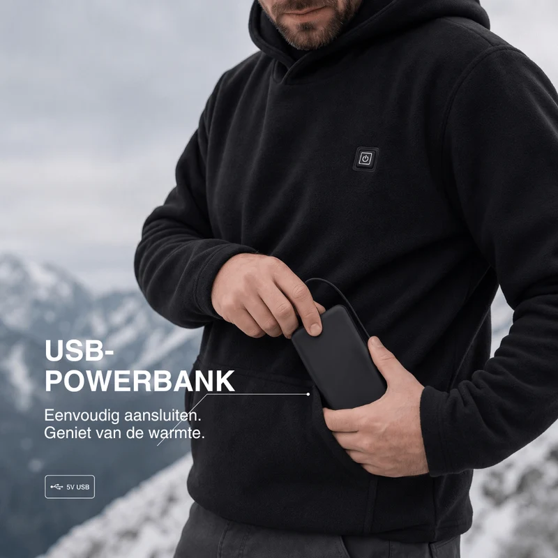 USB Beheizde Hoodie – Unisex Hoodie met Rits