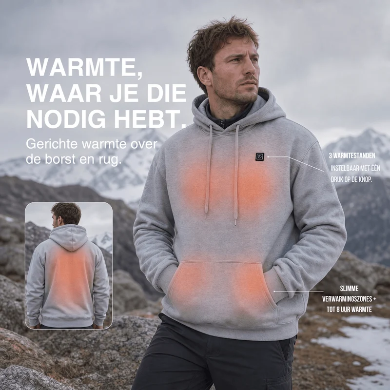 USB Beheizde Hoodie – Unisex Hoodie met Rits