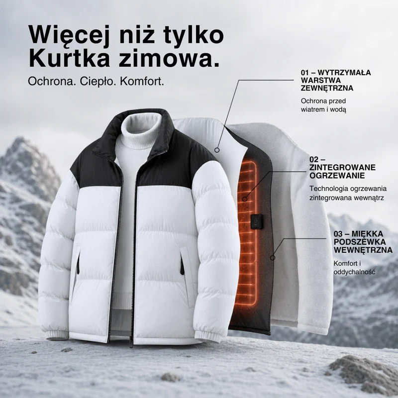 Podgrzewana kurtka zimowa – 6 stref grzewczych, wodoodporna i wyjątkowo ciepła dla kobiet i mężczyzn