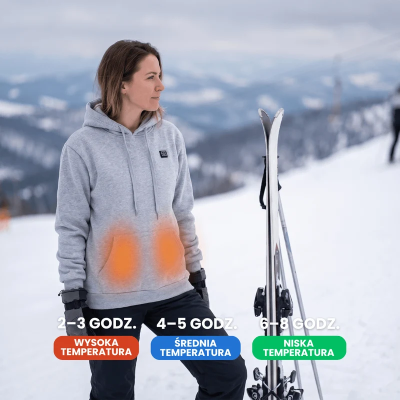 Bluza z Podgrzewaniem USB – Unisex Hoodie z Zamkiem Błyskawicznym