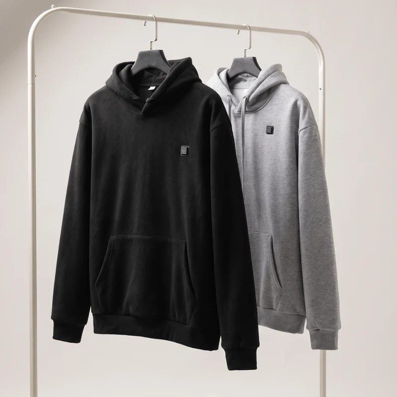 USB Heated Hoodie – Unisex Zip-Up with Thick Wool Lining