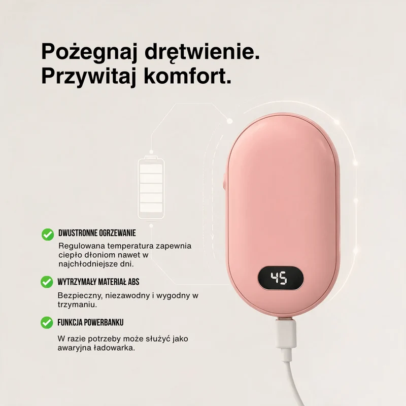 Podwójny Podgrzewacz do Rąk – Naładowywalna Grzejąca Ogrzewnica Kieszonkowa