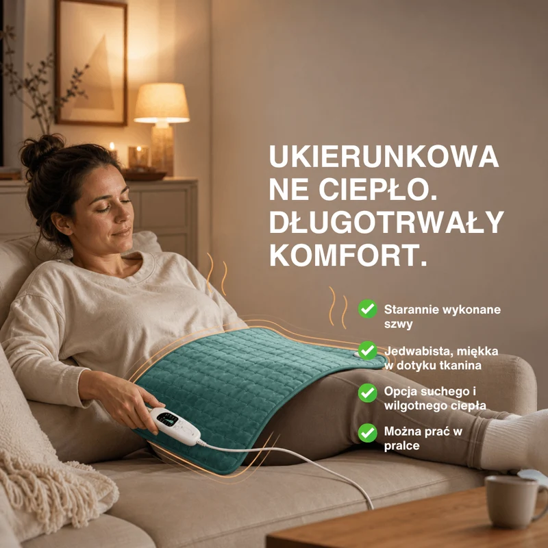 Elektryczny Koc Grzewczy – Nakładka Rozgrzewająca na Plecy, Brzuch i Nogi z 6 Poziomami Temperatury