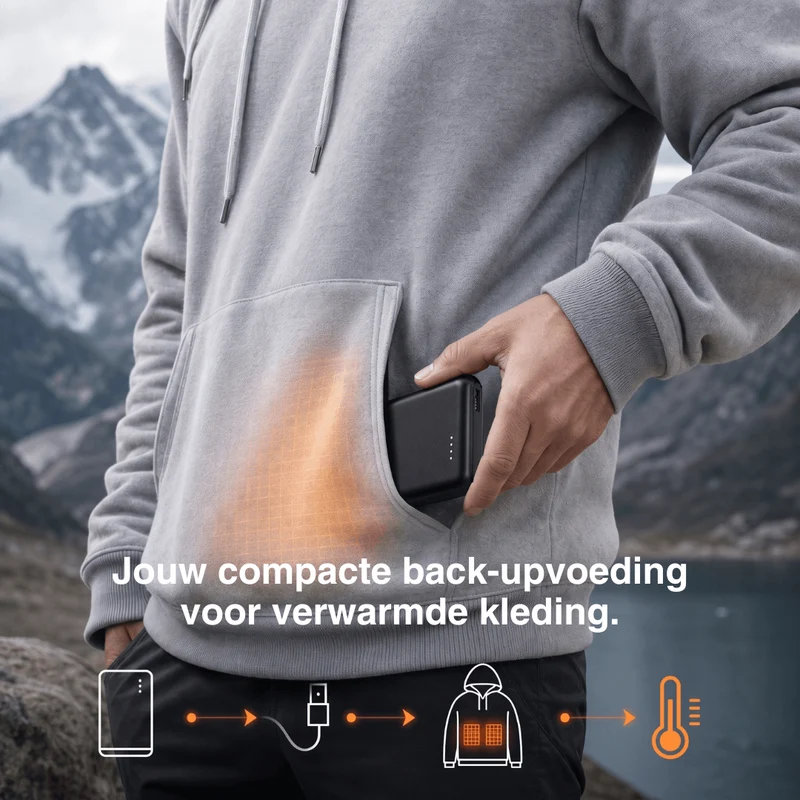 NaturWide Powerbank 5.000 mAh (5 V/2 A) – Voor beheizde kleding