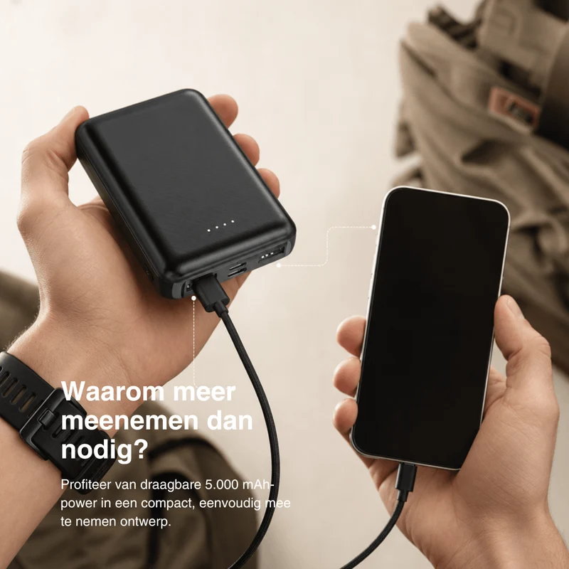 NaturWide Powerbank 5.000 mAh (5 V/2 A) – Voor beheizde kleding