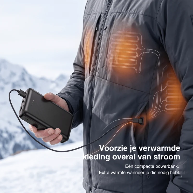 NaturWide Powerbank 5.000 mAh (5 V/2 A) – Voor beheizde kleding