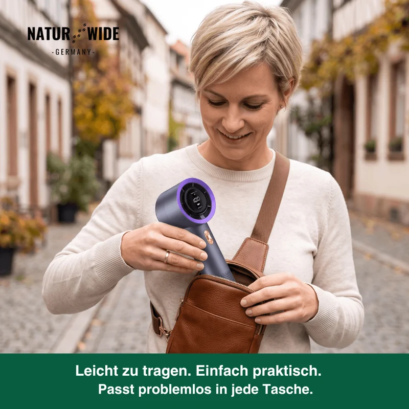 Handlicher Mini-Ventilator – 199 Geschwindigkeitsstufen, 6 Flügel, bürstenloser Motor