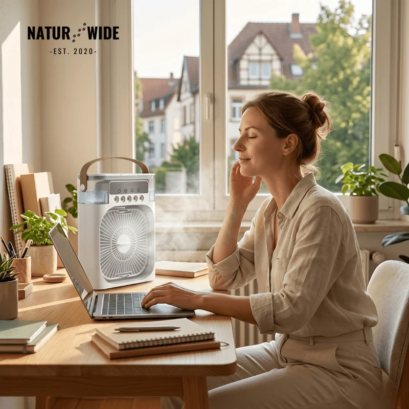 3-in-1 USB Air Cooler Fan – Humidifier & 7-Color LED Night Light