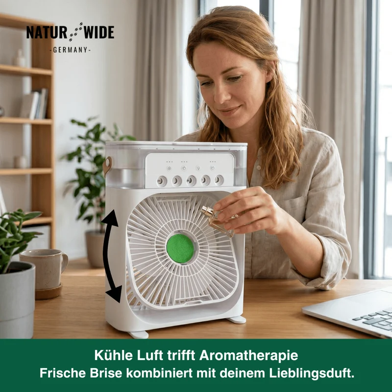 3-in-1 USB Luftkühler-Ventilator – Luftbefeuchter & 7-Farben LED-Nachtlicht