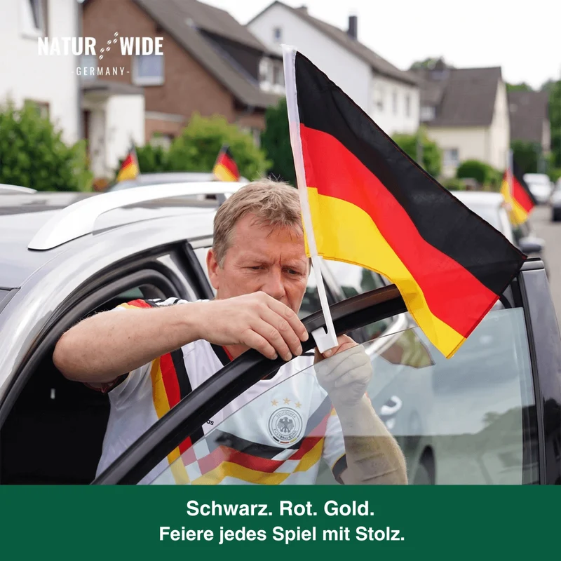 Deutschland Autoflagge 2026 – Polyester mit Kunststoffmast