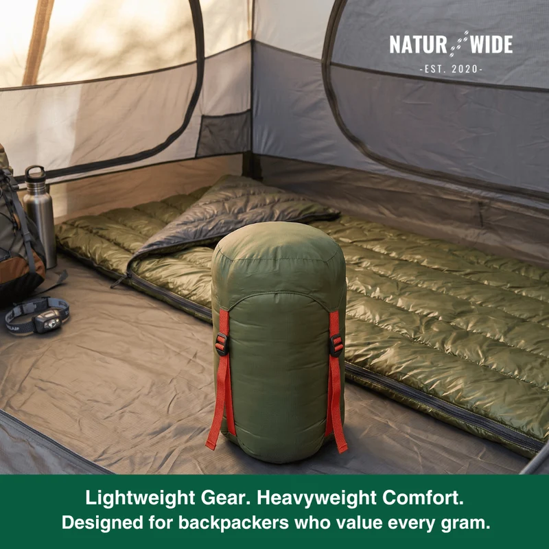 90% Goose Down Sleeping Bag – 3-Season Ultralight Envelope Style