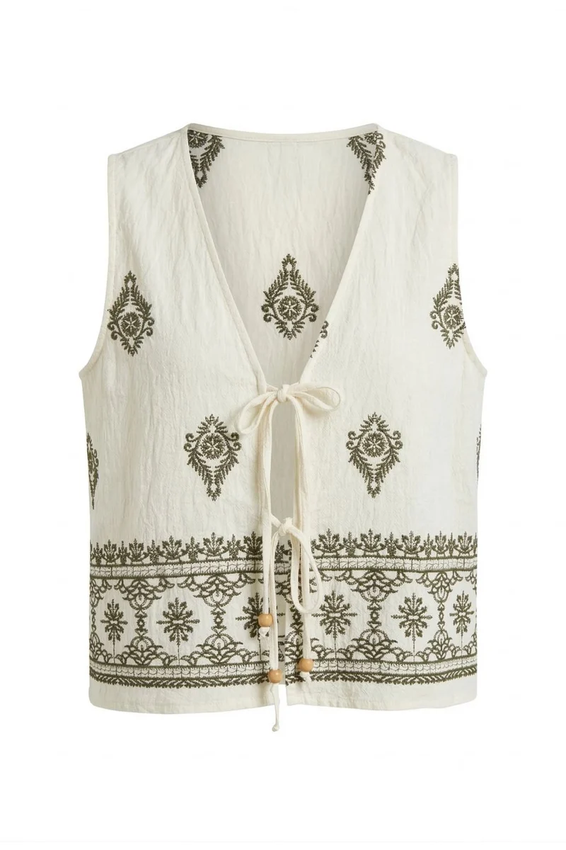 Embroidery Top | Beige | Top fra Atelier C