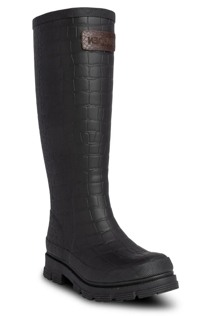 Le Croco Waterproof WL763 | Black | Rubber Boots fra Woden