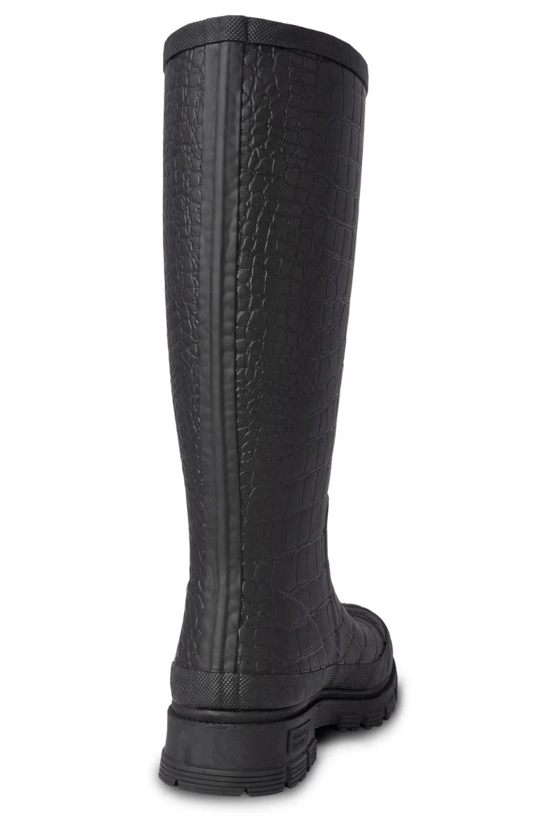 Le Croco Waterproof WL763 | Black | Rubber Boots fra Woden