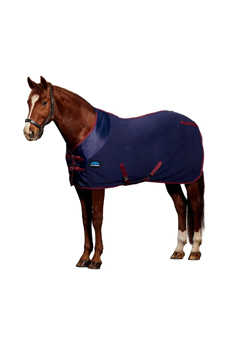Anti-Sta Tic Fleece Cooler Rug Standard Neck Navy/Burgundy 115